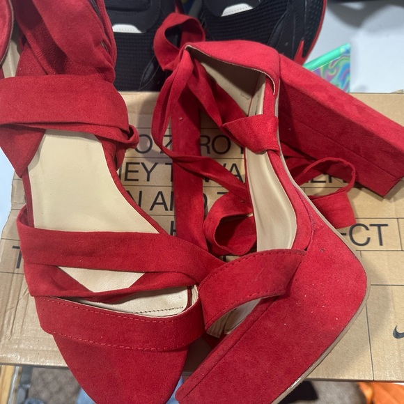 Fashion nova red lace up heels - Picture 2 of 2
